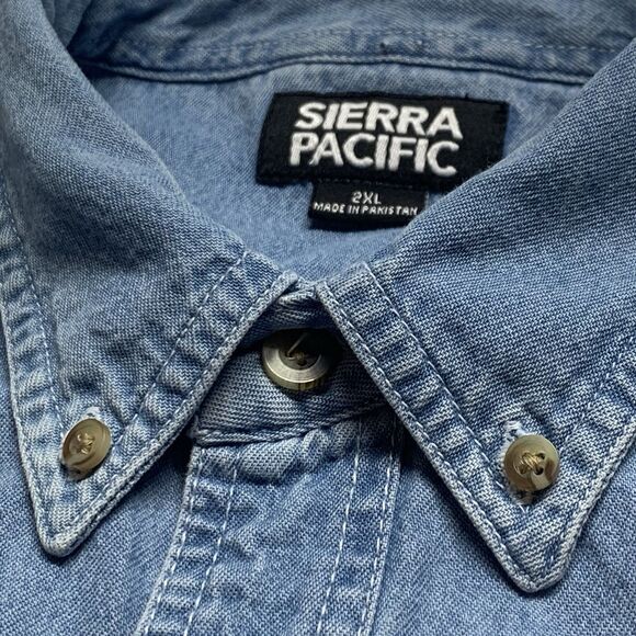 Sierra Pacific Denim Shirt VTG Blue Pagosa Springs CO Single Stitch Embroidered - Picture 6 of 15